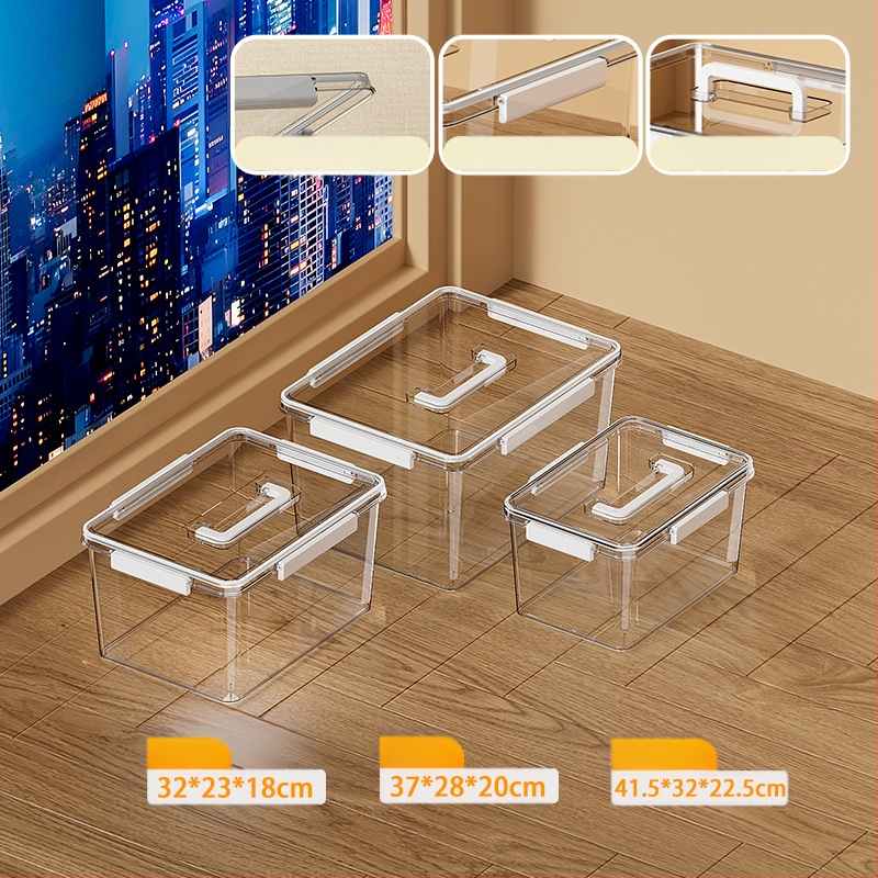 Skaidri laikymo dėžė svetainei, modelis 901, PET medžiaga, talpa 5–10 L, atspari vandeniui