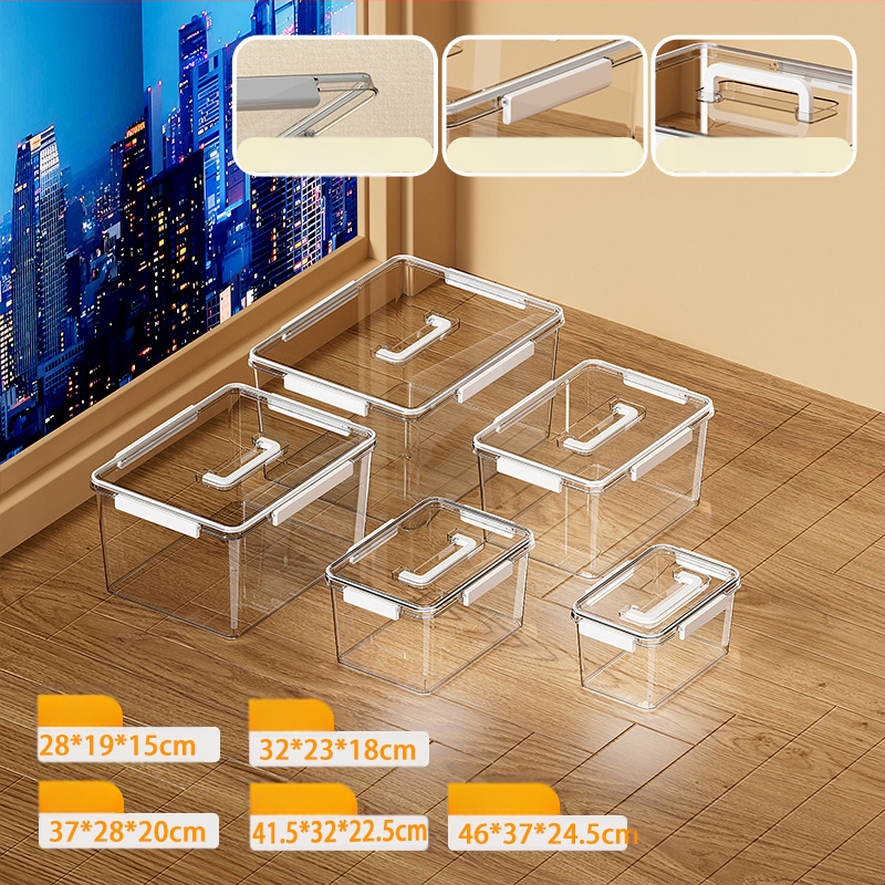 Skaidri laikymo dėžė svetainei, modelis 901, PET medžiaga, talpa 5–10 L, atspari vandeniui