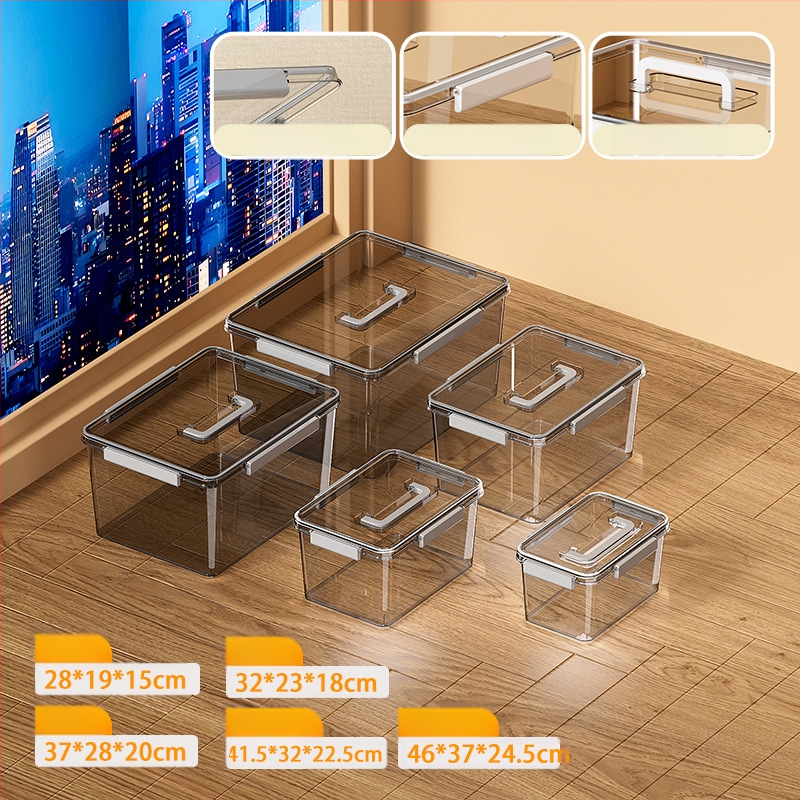 Skaidri laikymo dėžė svetainei, modelis 901, PET medžiaga, talpa 5–10 L, atspari vandeniui