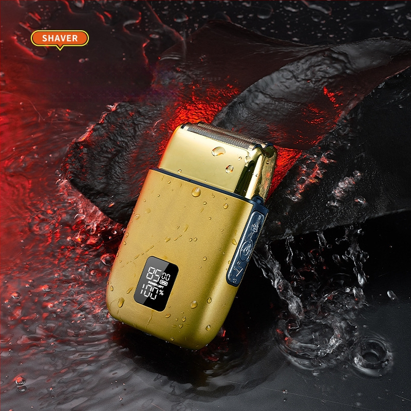 Elektrinė skustuvas mašinėlė su dviejų galvų reciprokiniu judesiu, LED ekranas, aliuminio lydinio korpusas, įmontuota 500–800 mAh baterija, pilnas kūno plovimas