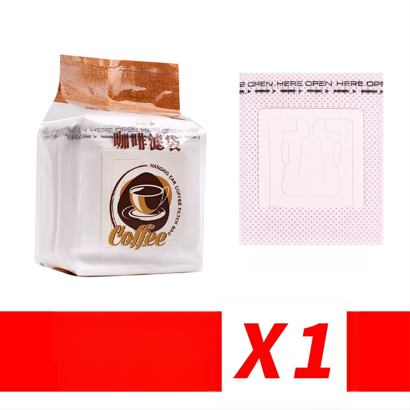 Kavos filtrų maišelis su kabinamomis ausimis, nepluošto medžiaga, 50 vnt. pakuotėje, OPP pakuotė, biurui, privatūs žymėjimai galima