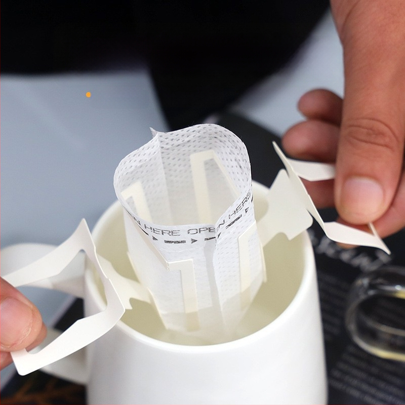 Fammy Drip kavos filtras maišelis iš neaudinio audinio, su atspausdintu logotipu, pritaikomas, supakuotas į OPP paketą, vienkartinis pakavimas