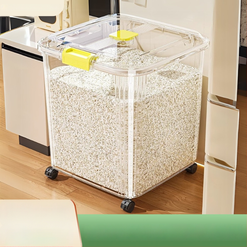 Ryžių laikymo dėžė, PP plastikas, 8–9 L talpa, sandari prieš drėgmę ir kenkėjus, tinkama laikyti ryžius, makaronus ir kruopas