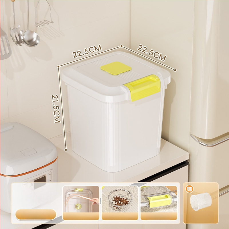 Ryžių laikymo dėžė, PP plastikas, 8–9 L talpa, sandari prieš drėgmę ir kenkėjus, tinkama laikyti ryžius, makaronus ir kruopas