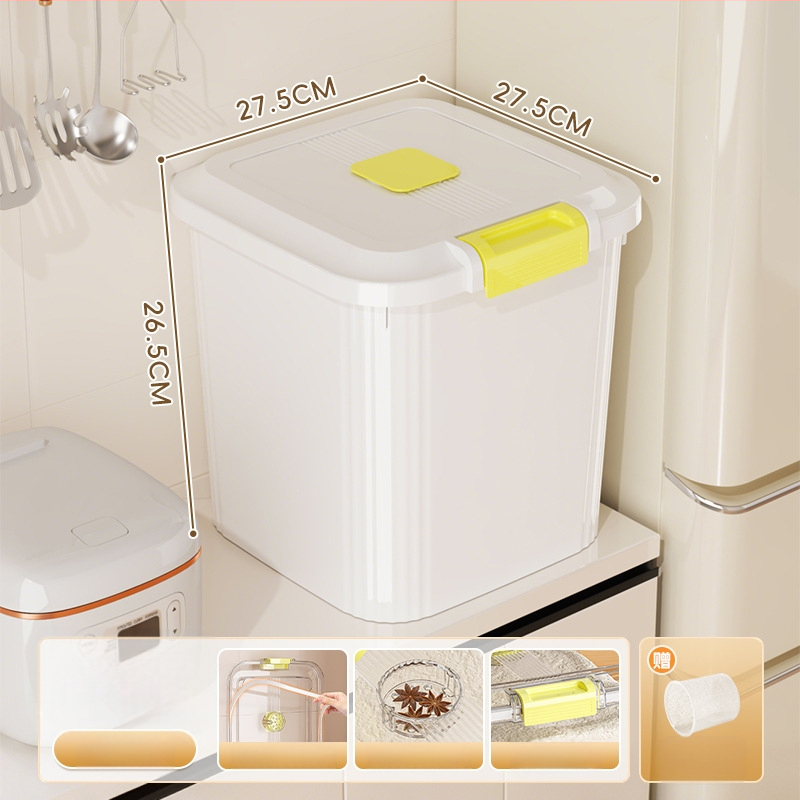 Ryžių laikymo dėžė, PP plastikas, 8–9 L talpa, sandari prieš drėgmę ir kenkėjus, tinkama laikyti ryžius, makaronus ir kruopas