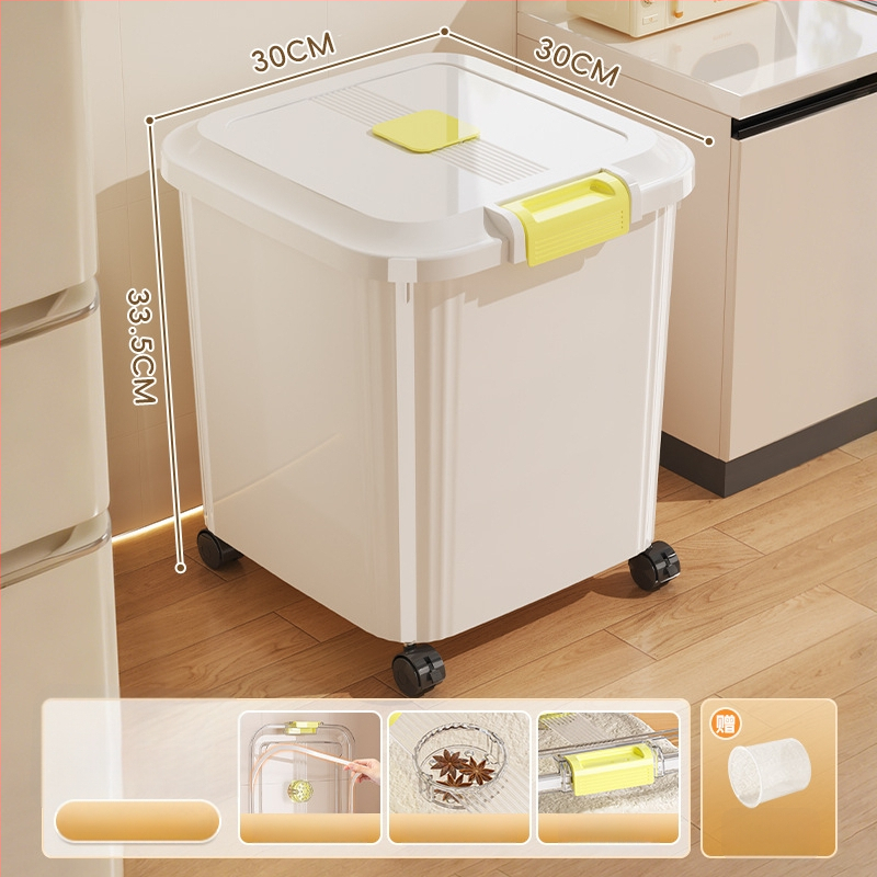 Ryžių laikymo dėžė, PP plastikas, 8–9 L talpa, sandari prieš drėgmę ir kenkėjus, tinkama laikyti ryžius, makaronus ir kruopas