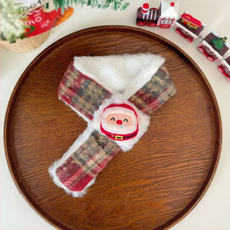 Kalėdinis komplektas naminiams gyvūnams: katės šalikėlis ir beretė su languotu raštu, cartoon motyvas, poliesteris, rankų darbo, universalus tinkamumas visiems gyvūnams, aksesuarai šalikui ir kepurei