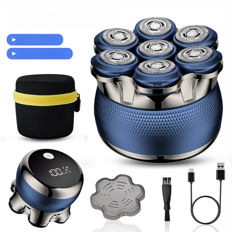 Mini elektrinis skustuvas vyrams su LED rodmeniu, plūduriuojanti suktuvo galvutė, daugiagalė (>4 dantų) galvutė, atsparus vandeniui visam kūnui plauti, įmontuota 1200–2000 mAh baterija