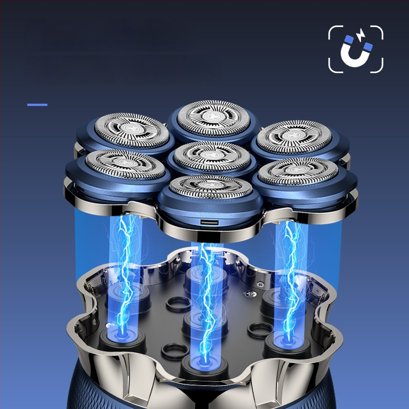 Mini elektrinis skustuvas vyrams su LED rodmeniu, plūduriuojanti suktuvo galvutė, daugiagalė (>4 dantų) galvutė, atsparus vandeniui visam kūnui plauti, įmontuota 1200–2000 mAh baterija