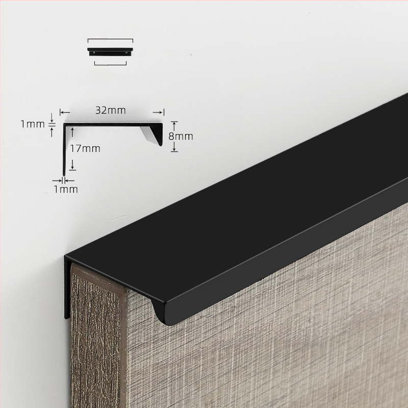 Spintų ir stalčių rankenėlė – aliuminio profilis, šiuolaikiškas minimalistinis stilius, oksiduota apdaila