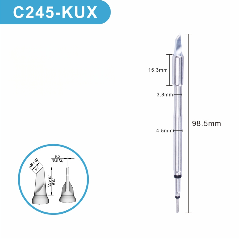 C245 litavimo galva su integruota šildymo šerdimi, gryno vario antgalis, K Blade serija - KU, KF, K8, priedas litavimo stotyje