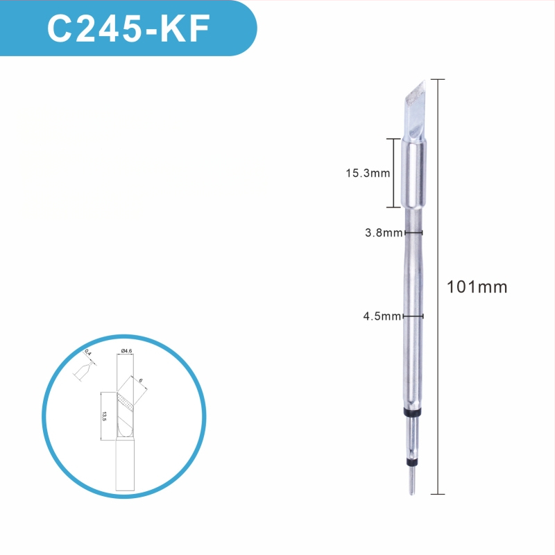 C245 litavimo galva su integruota šildymo šerdimi, gryno vario antgalis, K Blade serija - KU, KF, K8, priedas litavimo stotyje