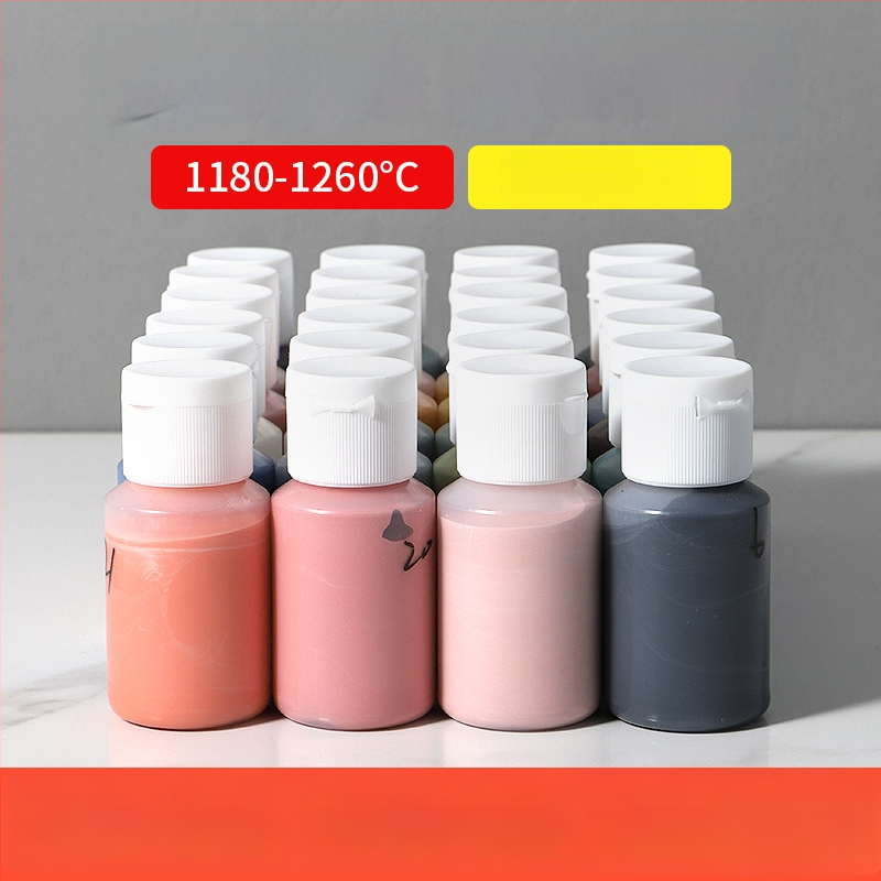 Podglazúrne keramické pigmenty, koncentrované, v fľaštičkách, objem 50, pre keramické glazovanie strednej teploty