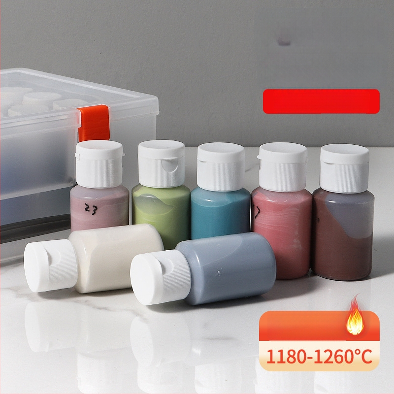 Podglazúrne keramické pigmenty, koncentrované, v fľaštičkách, objem 50, pre keramické glazovanie strednej teploty