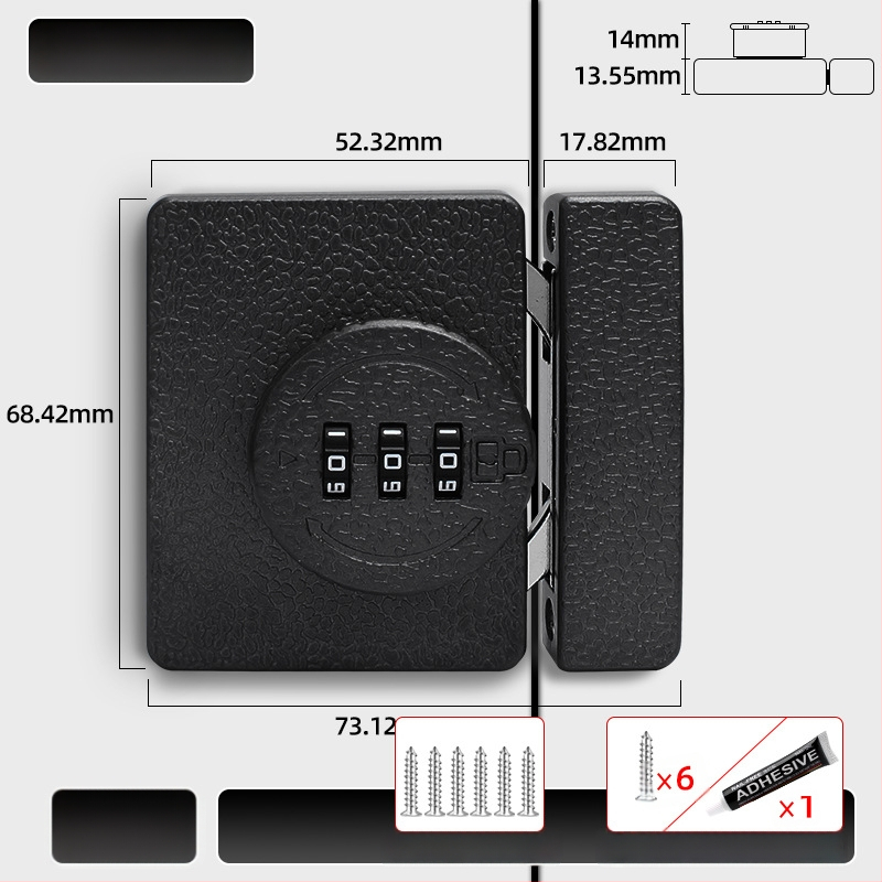 Kappi ukse lukk ilma puurimis, 83-11 kombinatsioonilukk, tsinkisulam, bränd Jiadicheng, sobib kappide ustele ja sahtlitele