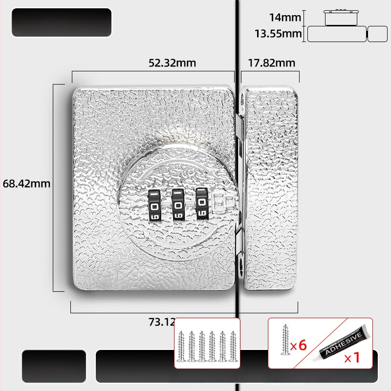 Kappi ukse lukk ilma puurimis, 83-11 kombinatsioonilukk, tsinkisulam, bränd Jiadicheng, sobib kappide ustele ja sahtlitele