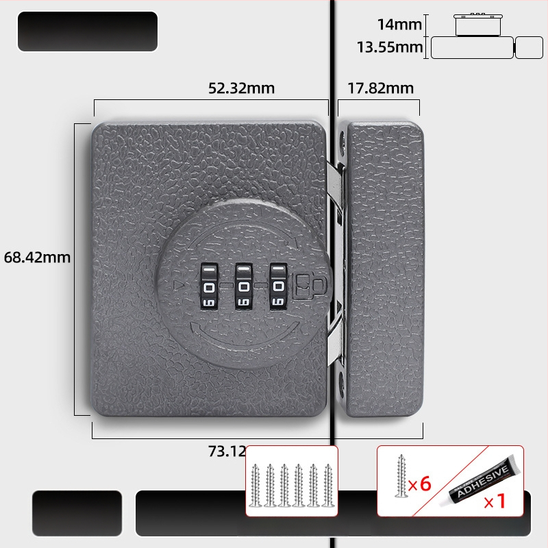 Kappi ukse lukk ilma puurimis, 83-11 kombinatsioonilukk, tsinkisulam, bränd Jiadicheng, sobib kappide ustele ja sahtlitele