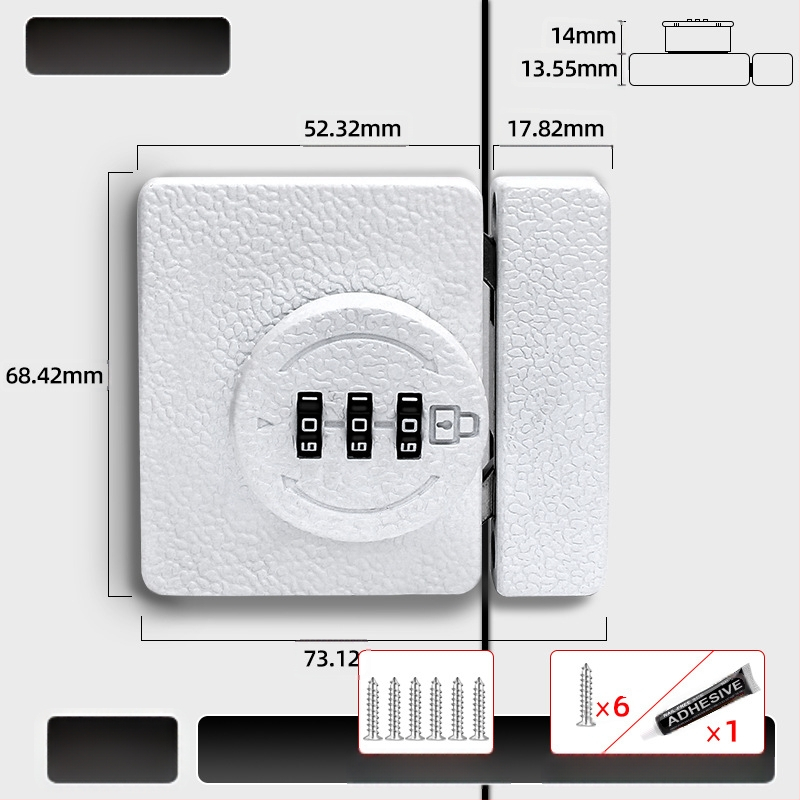 Kappi ukse lukk ilma puurimis, 83-11 kombinatsioonilukk, tsinkisulam, bränd Jiadicheng, sobib kappide ustele ja sahtlitele