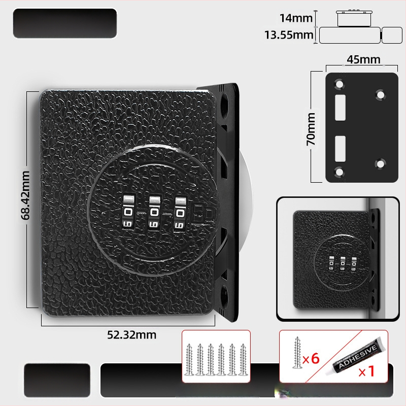 Kappi ukse lukk ilma puurimis, 83-11 kombinatsioonilukk, tsinkisulam, bränd Jiadicheng, sobib kappide ustele ja sahtlitele
