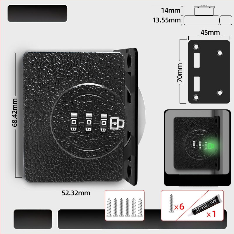 Kappi ukse lukk ilma puurimis, 83-11 kombinatsioonilukk, tsinkisulam, bränd Jiadicheng, sobib kappide ustele ja sahtlitele