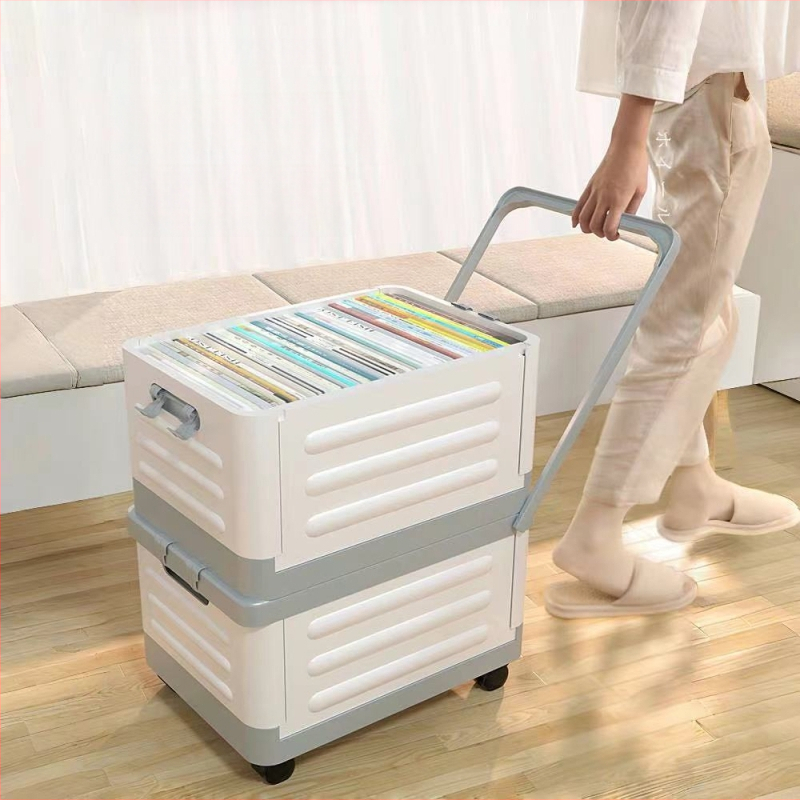 Sulankstoma gyvenamojo kambario saugojimo dėžė su ratukais, 18L talpa, nešiojamas plastikinis organizatorius drabužiams, žaislams ir kosmetikai