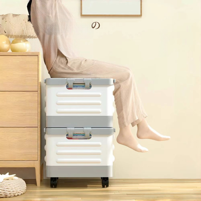 Sulankstoma gyvenamojo kambario saugojimo dėžė su ratukais, 18L talpa, nešiojamas plastikinis organizatorius drabužiams, žaislams ir kosmetikai