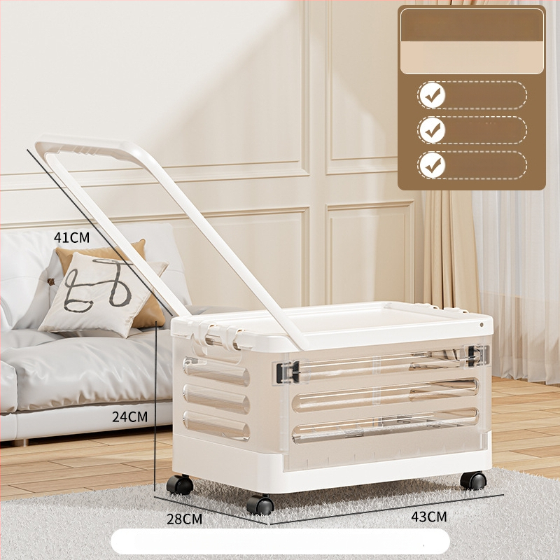 Sulankstoma gyvenamojo kambario saugojimo dėžė su ratukais, 18L talpa, nešiojamas plastikinis organizatorius drabužiams, žaislams ir kosmetikai