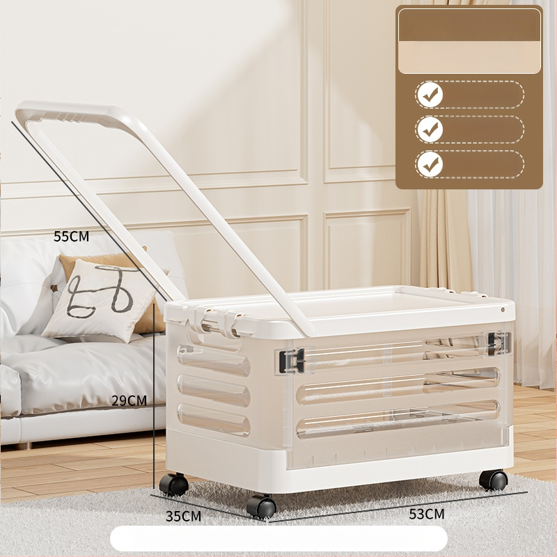 Sulankstoma gyvenamojo kambario saugojimo dėžė su ratukais, 18L talpa, nešiojamas plastikinis organizatorius drabužiams, žaislams ir kosmetikai