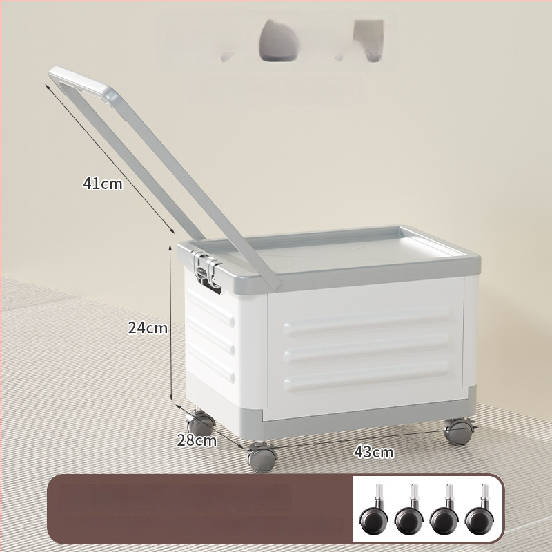 Sulankstoma gyvenamojo kambario saugojimo dėžė su ratukais, 18L talpa, nešiojamas plastikinis organizatorius drabužiams, žaislams ir kosmetikai