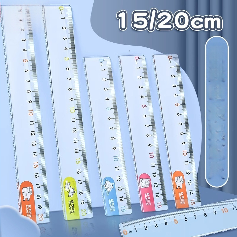 Morning & Light – zeko s opuštenim ušima, 15 cm ravnalo i 20 cm valovito ravnalo, šarena crtani ravnalo za djecu i učenike (Model 96127)