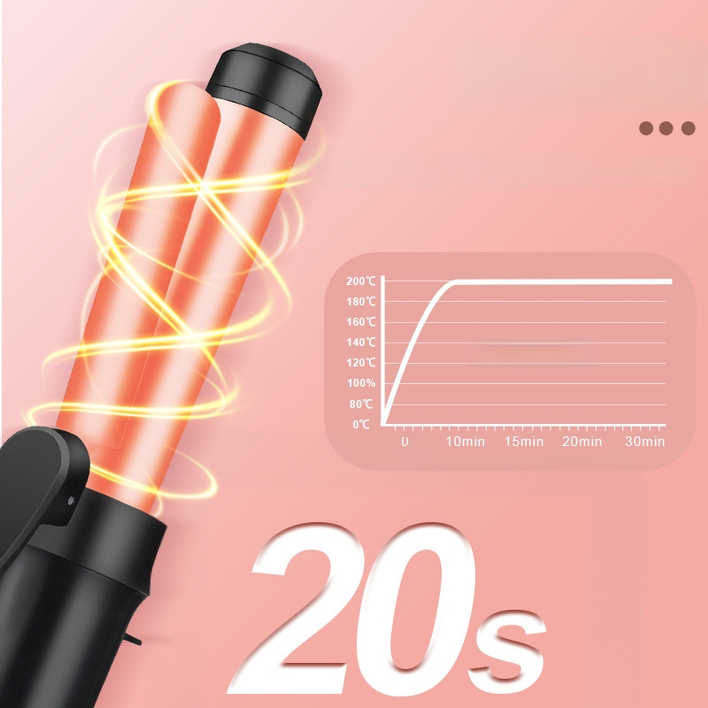 RESUXI Belaidė garbanų formavimo priemonė su PTC šildymu, skersmuo 31 mm ir daugiau, 3 temperatūros lygius, įkraunama baterija, formavimas per 1 minutę