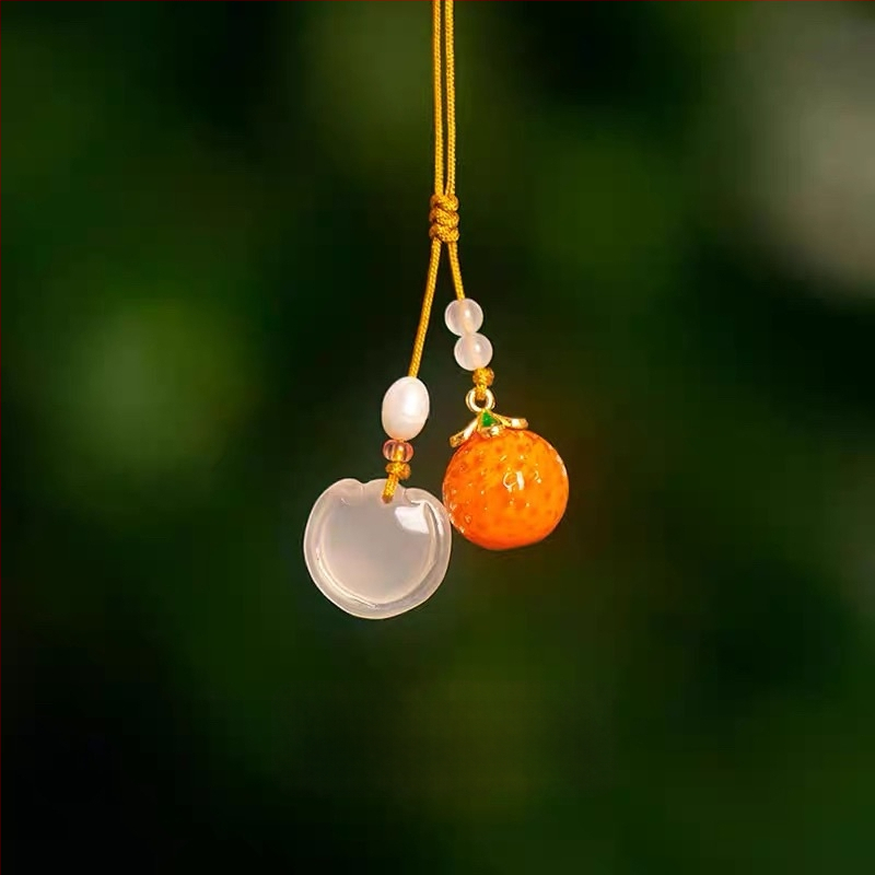 Agāts kulons, roku adīts šarms, 2025. gada pavasaris, Ķīnas stils, literārais retro