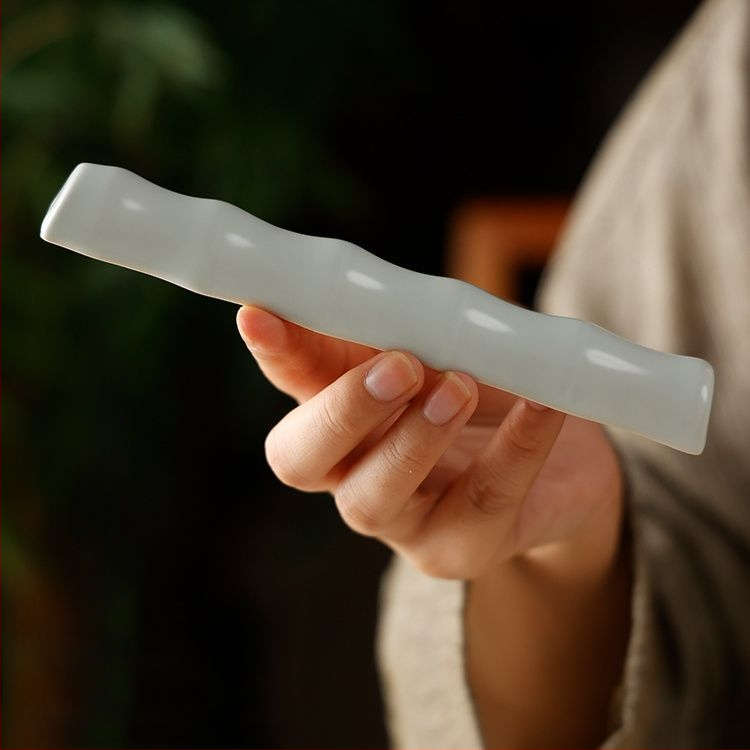 Keramikas pildspalvas un otu turētājs ar bambusa locījuma dizainu kaligrāfijai un gleznošanai