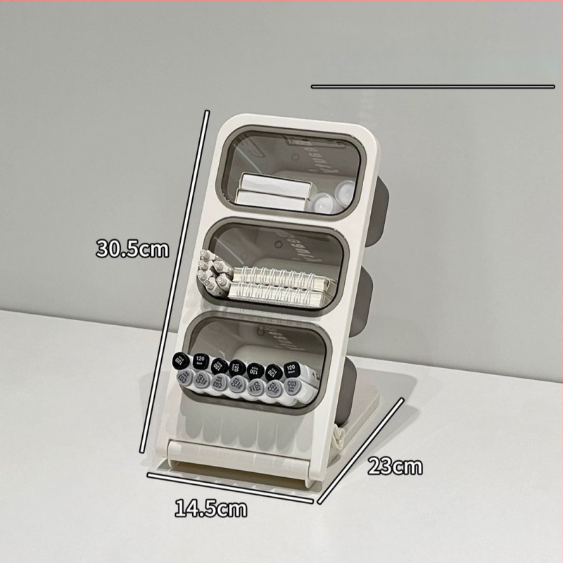 Yao Yu pildspalvu turētājs uzglabāšanas kārba, plastmasa, kvadrāta forma, liels ietilpīgums, daudzslāņains atdalāms