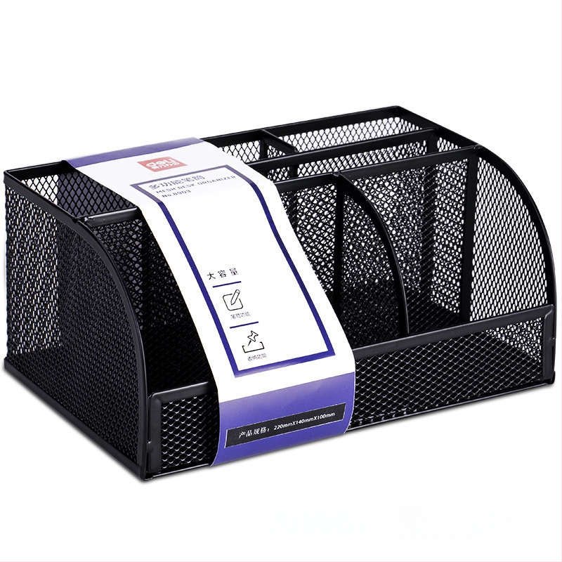 Deli 8903 Kvadrātmetāla pildspalvu turētājs, daudzfunkcionāls galda organizētājs