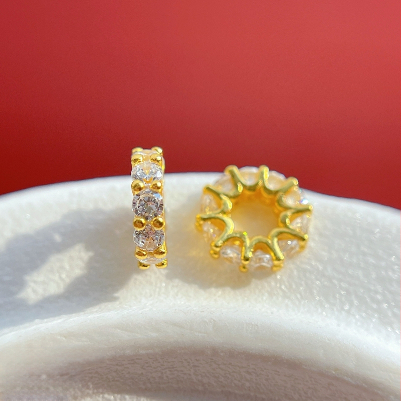 DIY rotaslietu aksesuāri – 925 sudrabs, kristāla cirkons, rokassprādzes spacer ar lielu caurumu, roku darbs