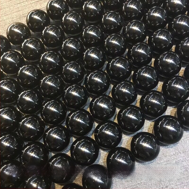 Brīvās obsidiāna pērlītes, pulētas, Mingdu Crystal, astoņu acu raksts, izcelsme Ķīna