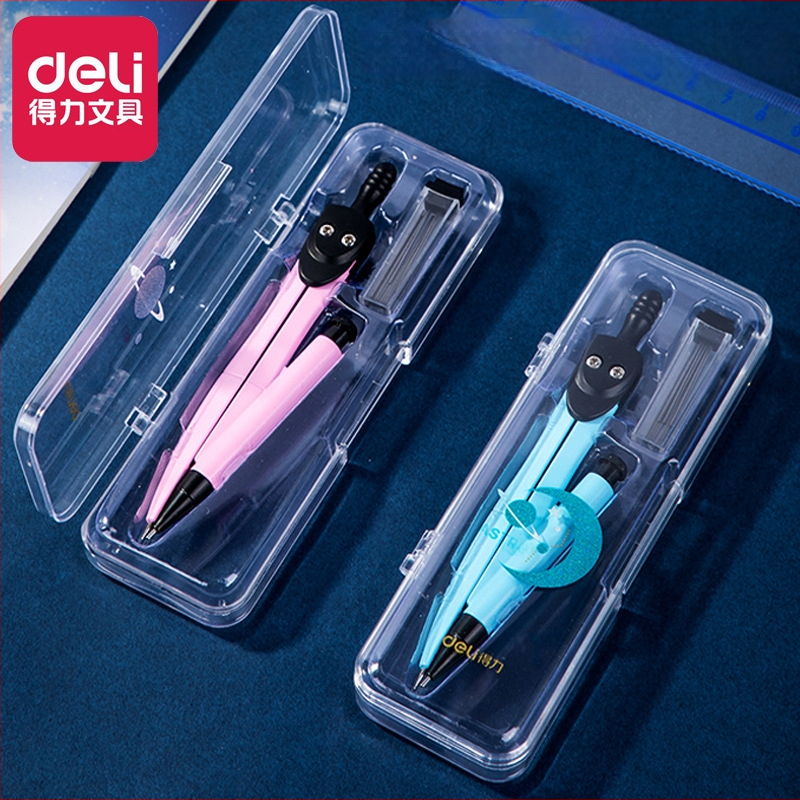 Deli 72154 metallist joonestuskompasside komplekt õpilastele karbis