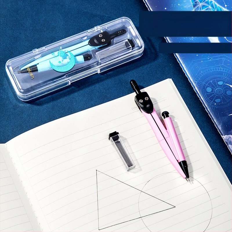 Deli 72154 metallist joonestuskompasside komplekt õpilastele karbis