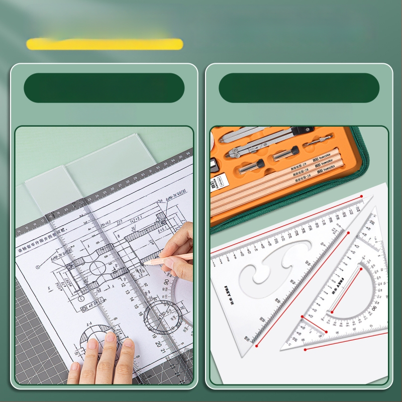 23-osaline metallist mehhaanilise joonestamise komplekt tsiviilehituse ja arhitektuuri joonestuseks