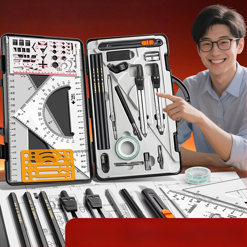 Inseneriehituse joonestusvahendite komplekt – plastist joonestustööriistade komplekt ehitusjooniste jaoks – (Mudel: Lz-xyejxhtc; Materjal: Plastik; Tüüp: Komplekt; Bränd: Good; Kogus: 1 tk)