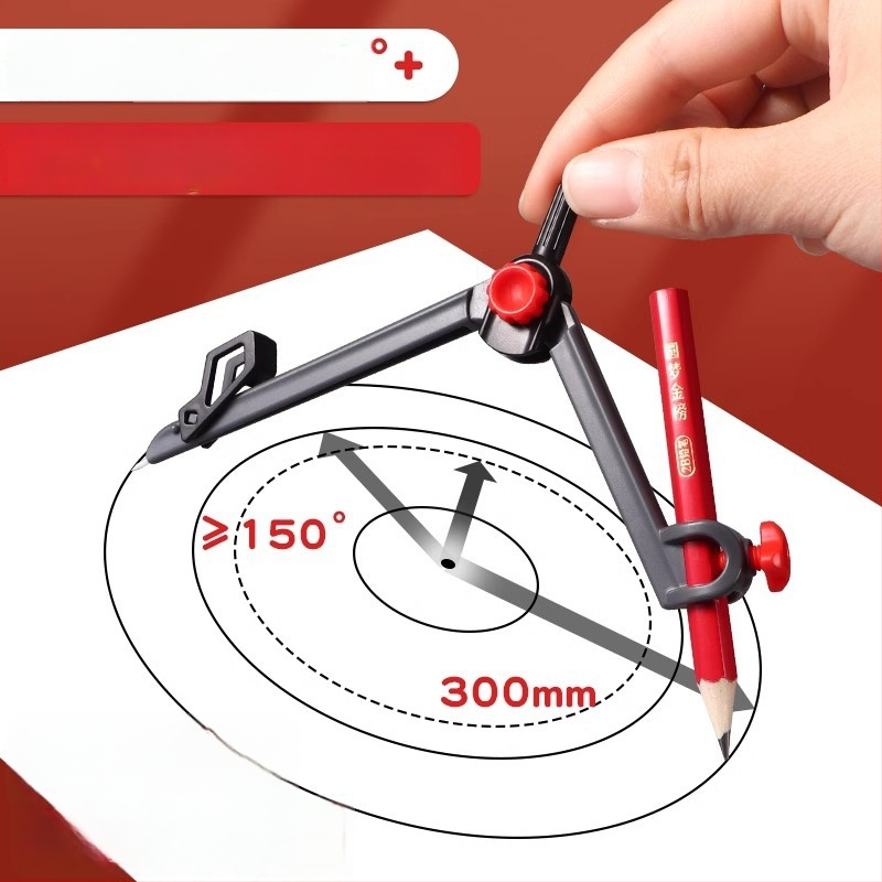 Deli vc666 metallita kompass ja joonlaud komplekt ringide joonistamiseks 2B pliiatsiga