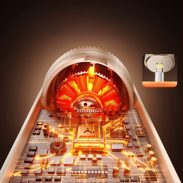 Vyrų elektrinis skustuvas su plūduriuojančia trim žiedų galvute ir 18 peiliukų, USB‑C greitoji įkrovimo, įmontuota 500–800 mAh baterija, veikimo laikas 60+ min.