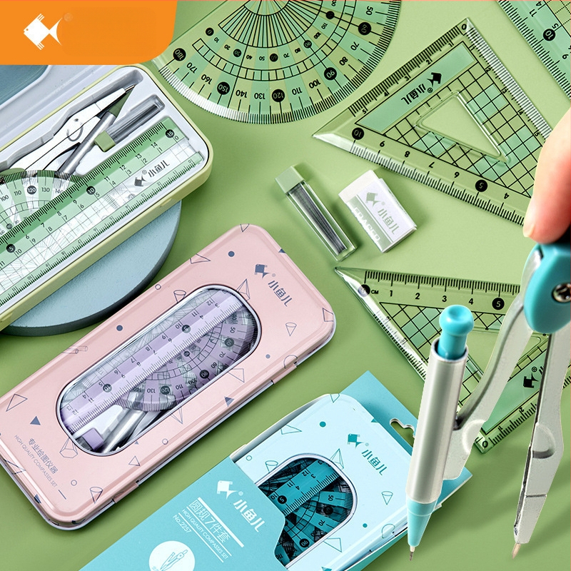 Little Fish 2220 Tsink-aliumi lineaar ja kompasside komplekt kolmnurga joonestuseks