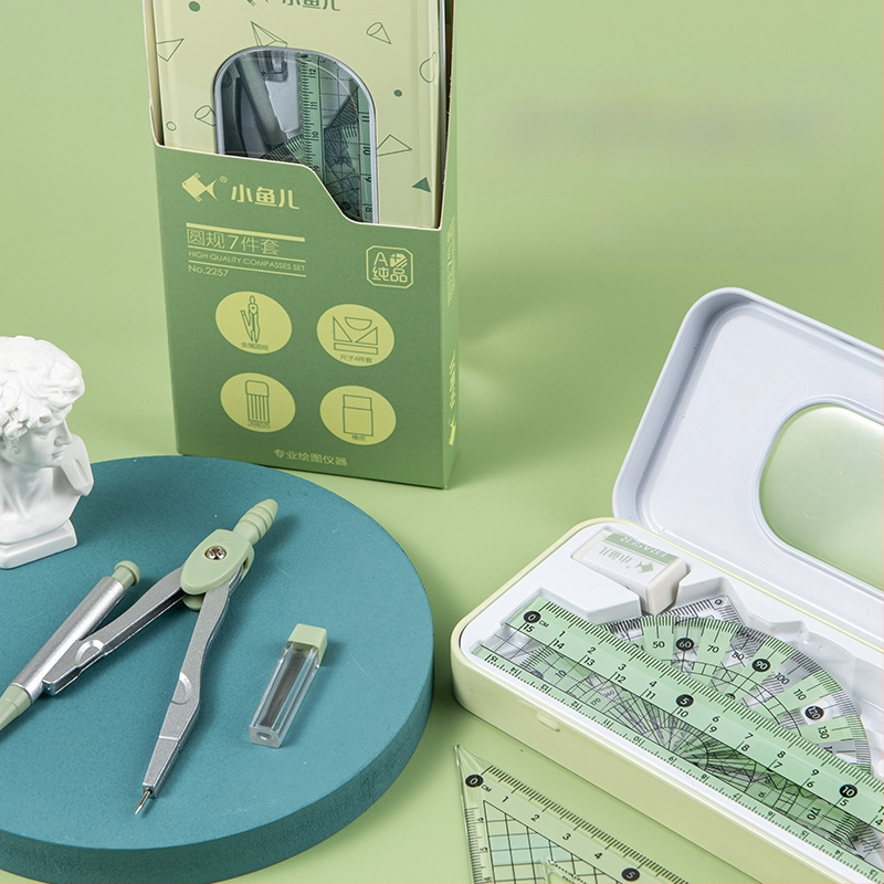 Little Fish 2220 Tsink-aliumi lineaar ja kompasside komplekt kolmnurga joonestuseks