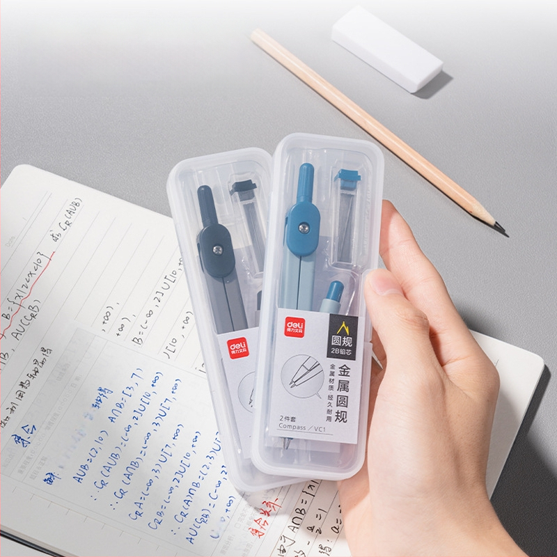 Deli VC1 plastikinis standartinis automatinis pieštukas su piešimo cirkuliu, 700 vnt