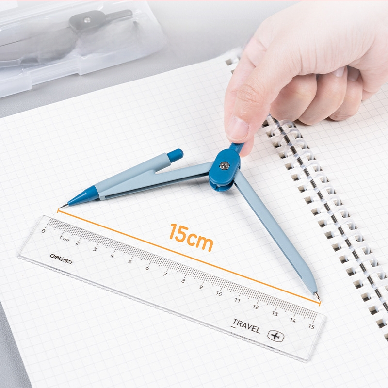 Deli VC1 plastikinis standartinis automatinis pieštukas su piešimo cirkuliu, 700 vnt