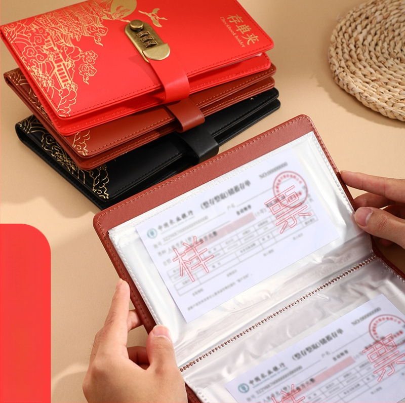 Chengjin PU depozitų kvitų laikiklis — Bankinės sąskaitos knygos ir depozitų kvitų saugojimo knygelė, logotipo spausdinimas, pritaikymas