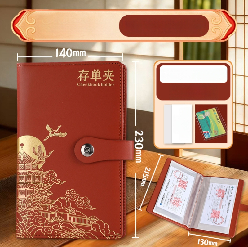 Chengjin PU depozitų kvitų laikiklis — Bankinės sąskaitos knygos ir depozitų kvitų saugojimo knygelė, logotipo spausdinimas, pritaikymas