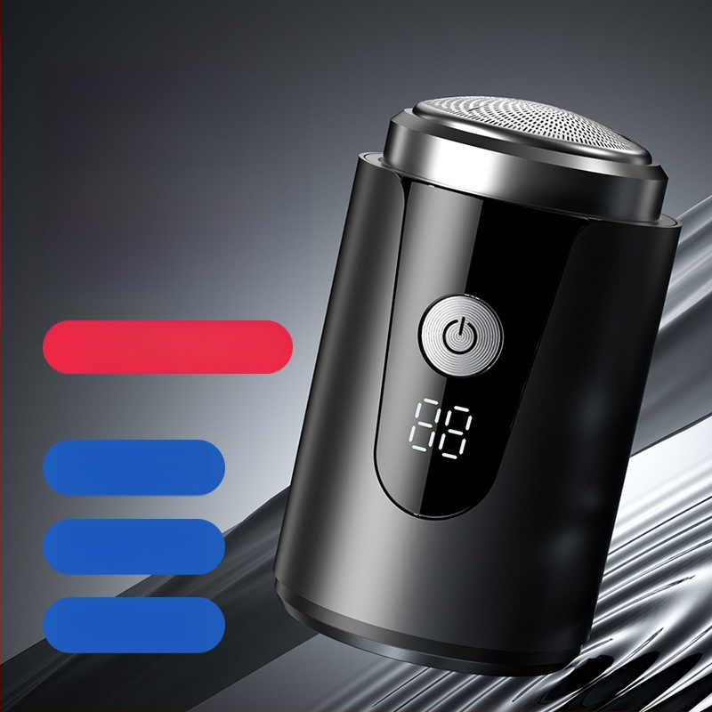 Elektrinis skustuvas su 3 peilių rotacine galvute, bešepetėlinis variklis, įmontuota įkraunama baterija, nuimama ir plaunama galvutė